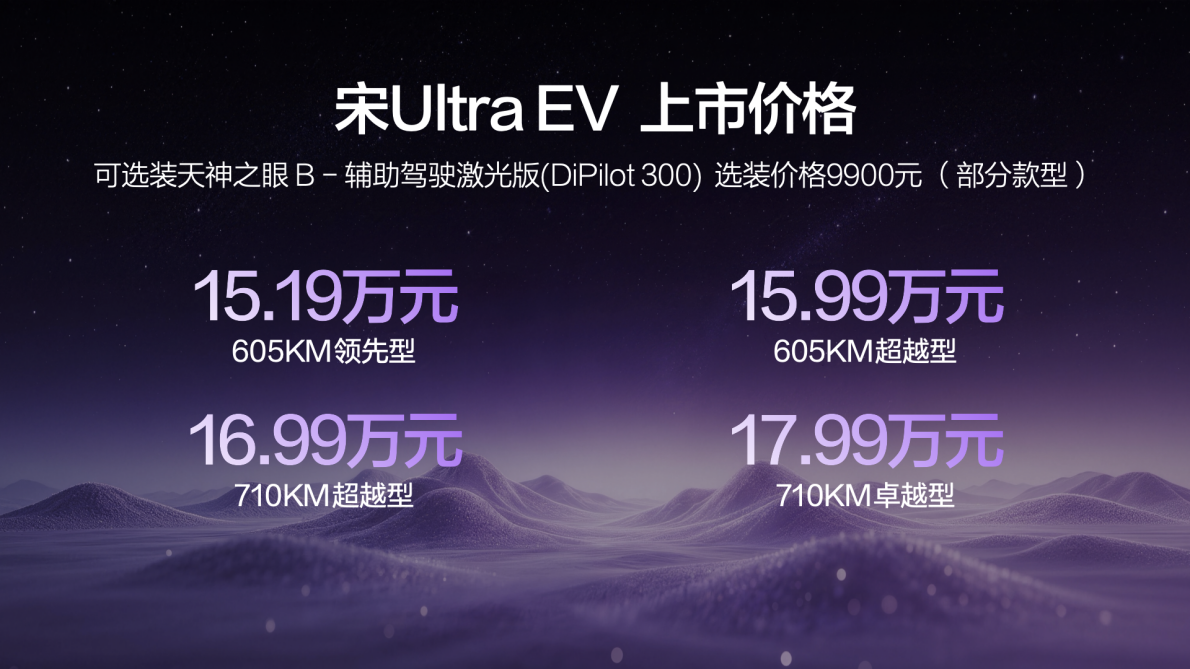 售15.19万-17.99万元，比亚迪宋Ultra EV开启B级SUV闪充