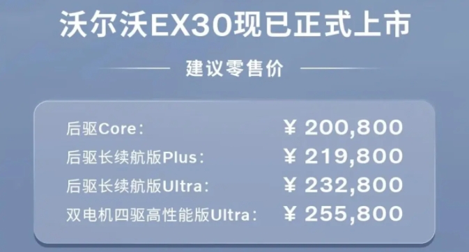 新车 | 小米SU7相似价位,沃尔沃EX30电动
