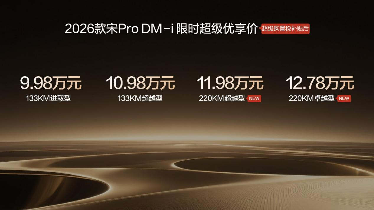 2026款宋Pro DM-i220km长续航版上市限时11.9